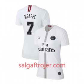 Paris Saint-Germain Fodboldtrøjer Mbappe 7 Jodan Hvid Dame 3. sæt 2018/19 Kort ærmer